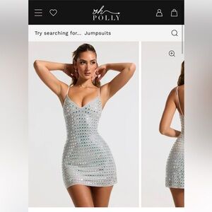 Oh Polly SVANA Embellished A-Line Mini Dress in Silver